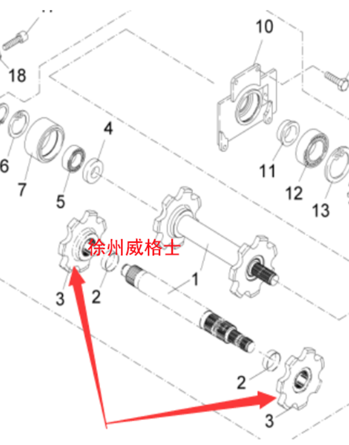 摊铺机加长段1米螺旋轴2315789